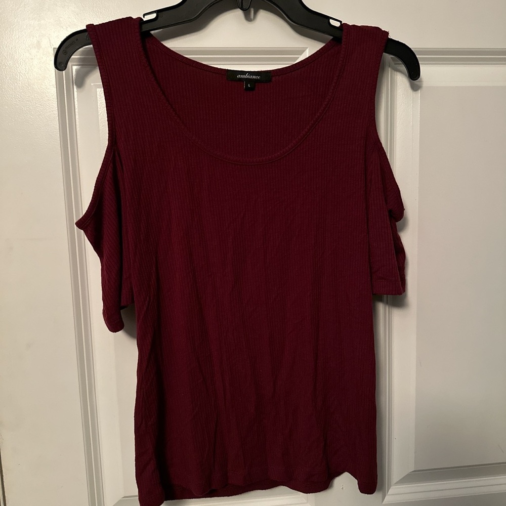 Burgundy Red Cold Shoulder Top